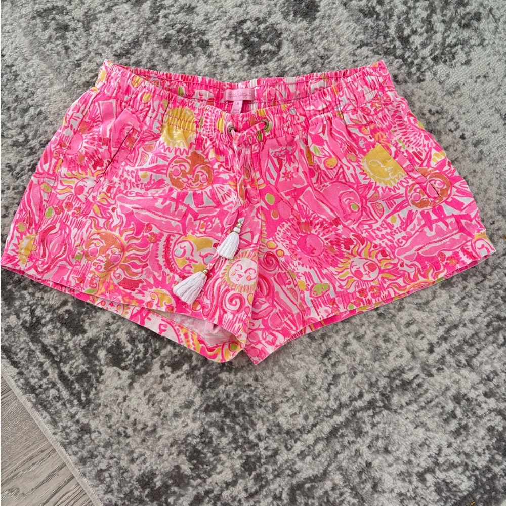 3/$40! Lilly Pulitzer Vibrant Pink and Yellow linen shorts